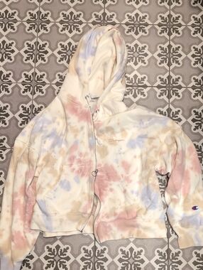 Champion Pastel Tie-Dye Zip Hoodie - Cream, Pink, Blue, Tan